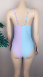 mixed side one piece swimsuit